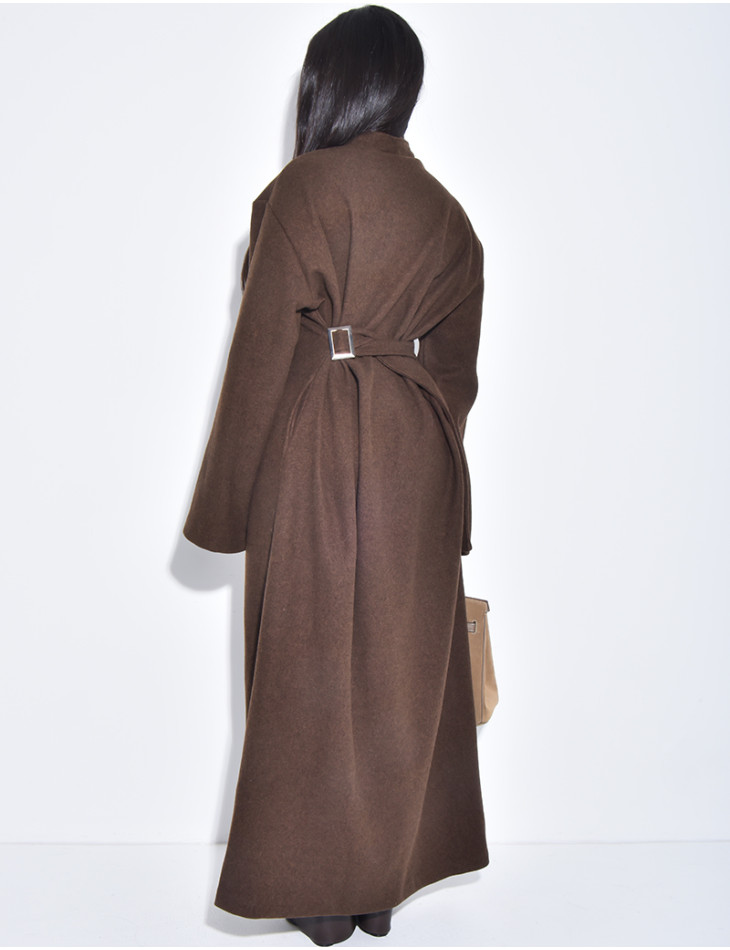 Langer, dicker Mantel aus Filz mit tailliertem Schnitt