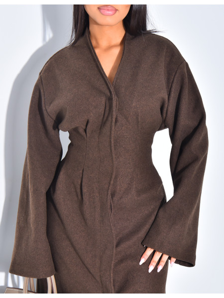 Langer, dicker Mantel aus Filz mit tailliertem Schnitt