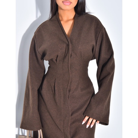 Langer, dicker Mantel aus Filz mit tailliertem Schnitt