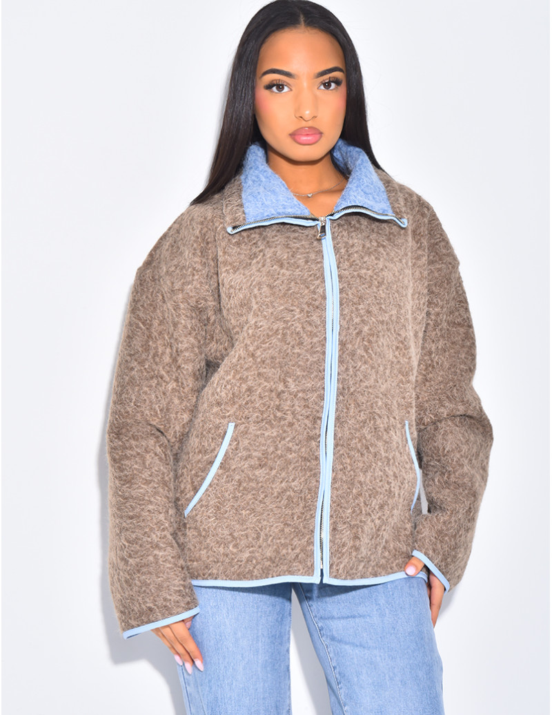 Veste en laine bouillie à...