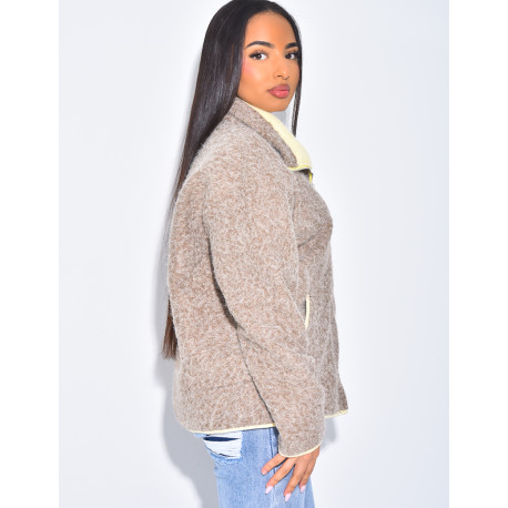 Boiled wool jacket with contrasting trim