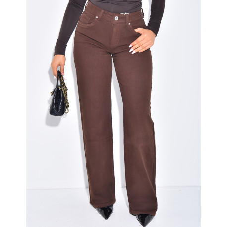 Braune Jeans mit geradem Schnitt und niedriger Taille