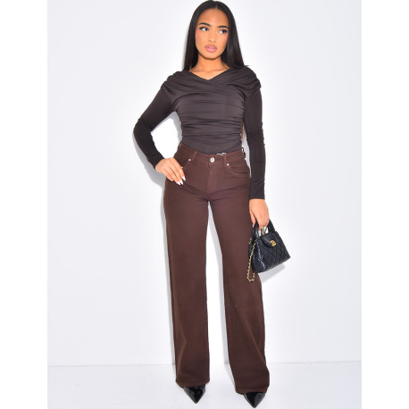 Braune Jeans mit geradem Schnitt und niedriger Taille