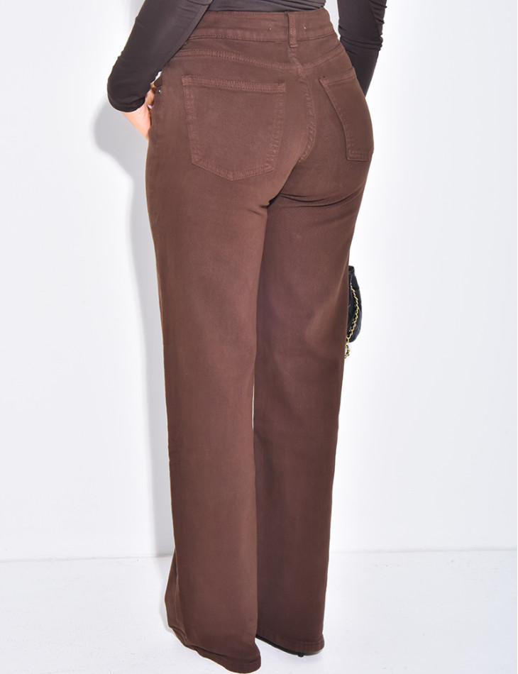 Braune Jeans mit geradem Schnitt und niedriger Taille