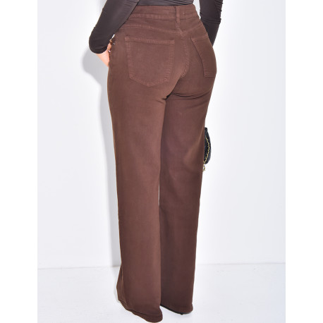 Braune Jeans mit geradem Schnitt und niedriger Taille