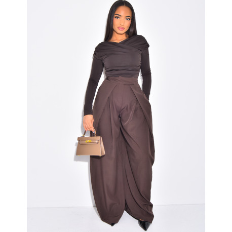 Weit geschnittene Anzughose mit Puffeffekt