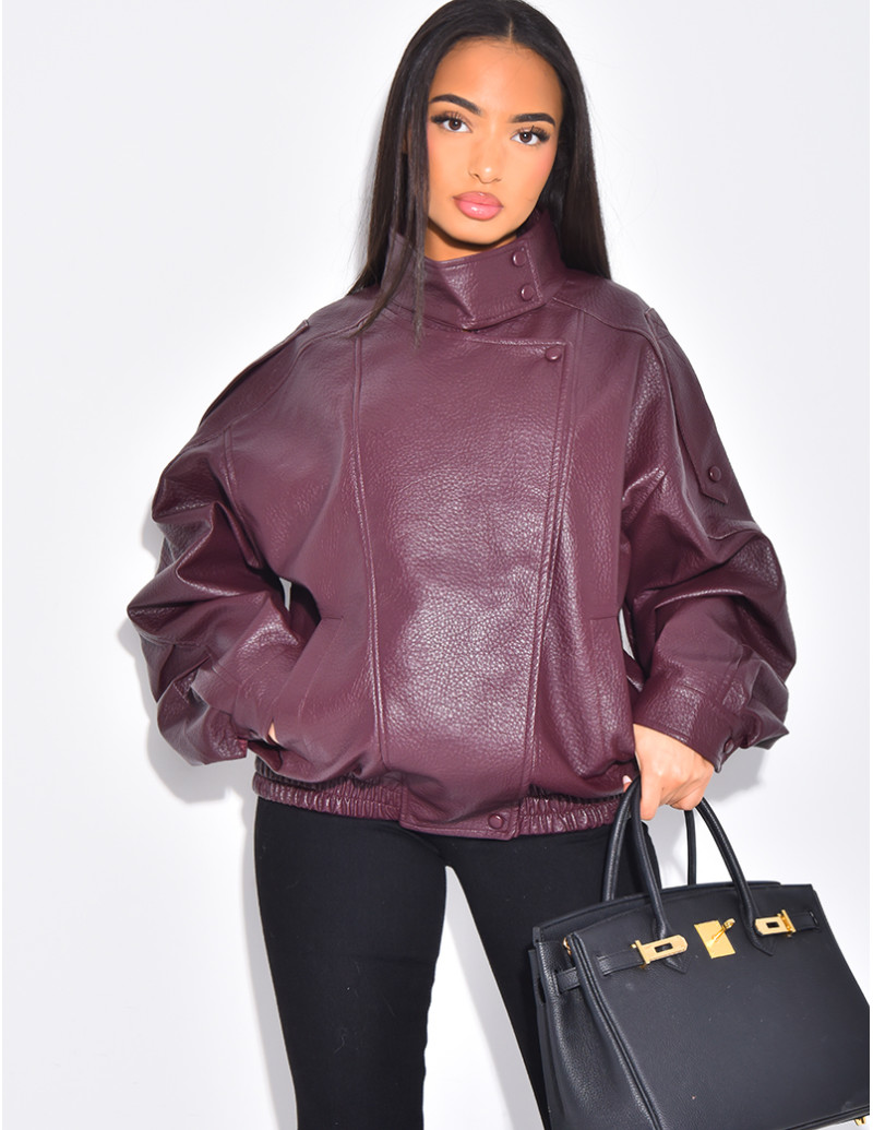 Oversized faux leather...