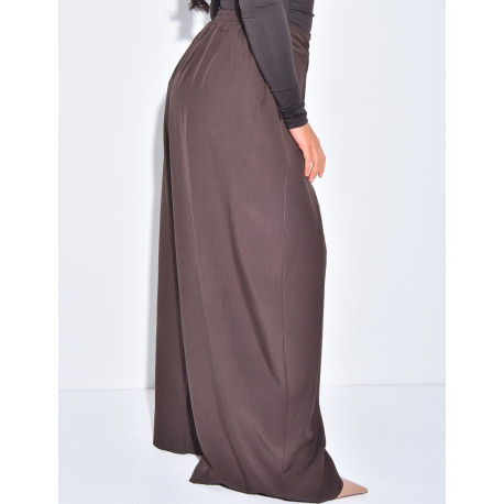 Wide-leg tailored trousers with a puffed effect