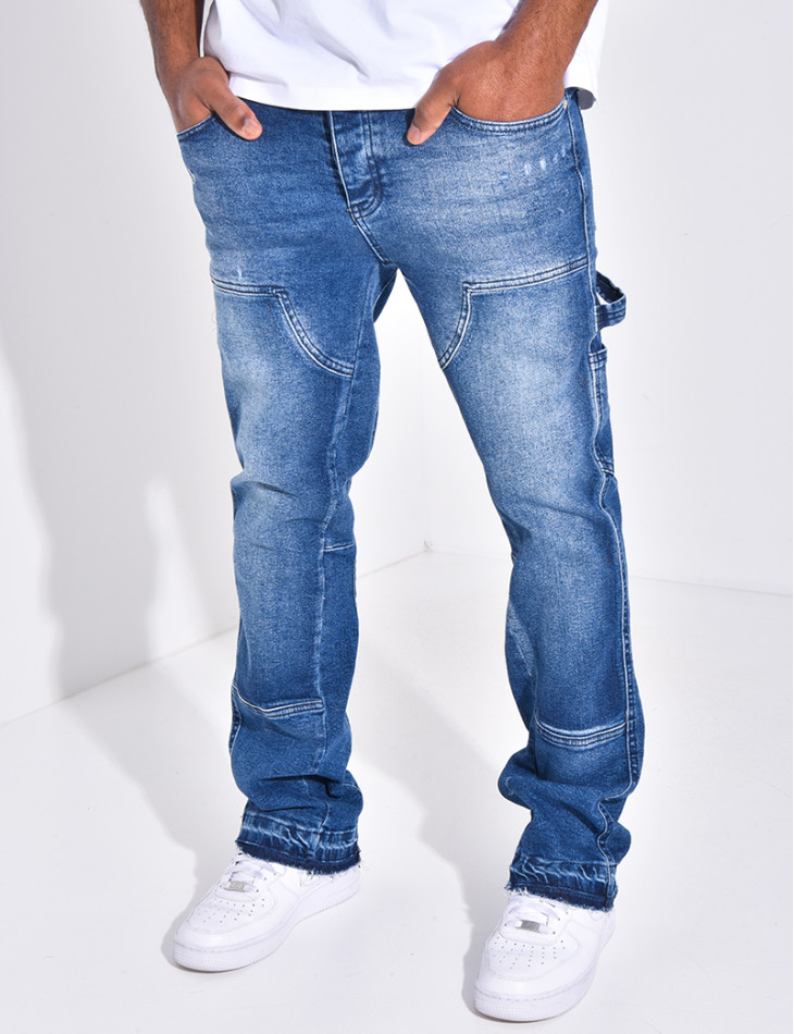 Jeans à empiècements contrastants