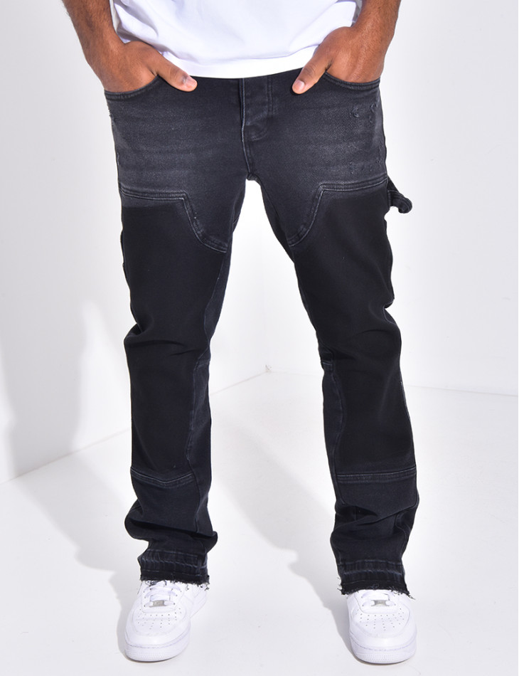 Jeans à empiècements contrastants