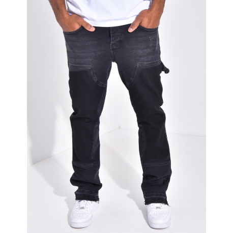 Jeans à empiècements contrastants