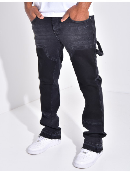 Jeans à empiècements contrastants