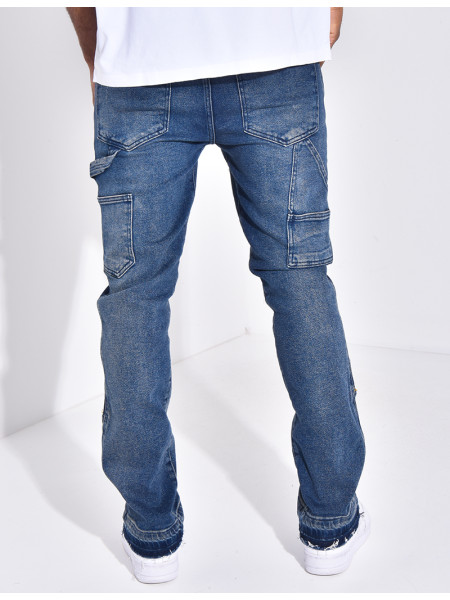 Jeans destroy à empiècements contrastants