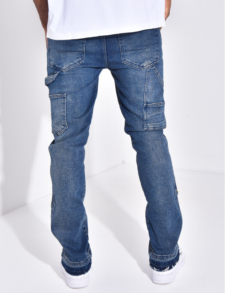 Jeans destroy à empiècements contrastants