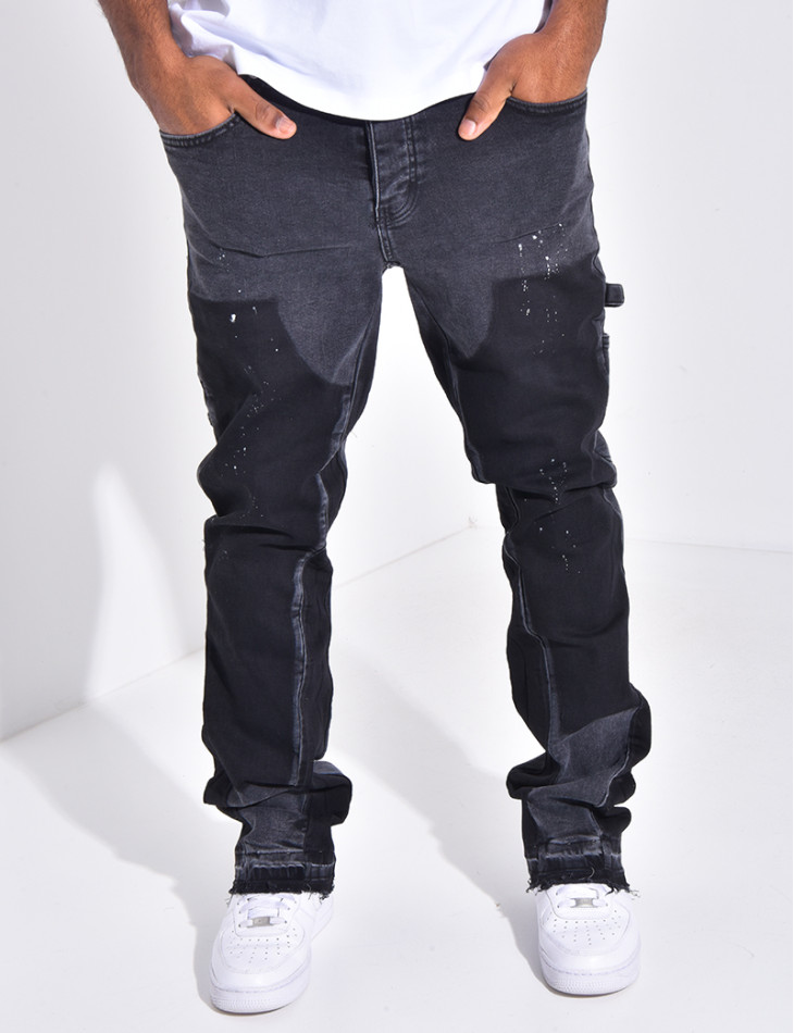 Jeans à tâches de peinture