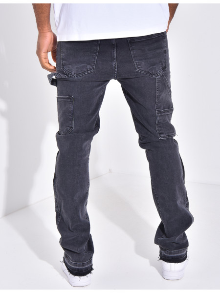 Jeans à empiècements contrastants et tâches de peinture