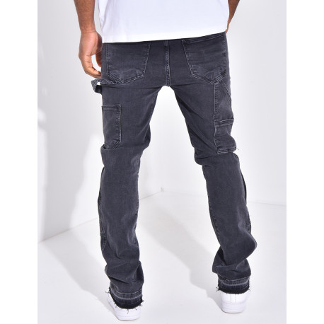 Jeans à empiècements contrastants et tâches de peinture