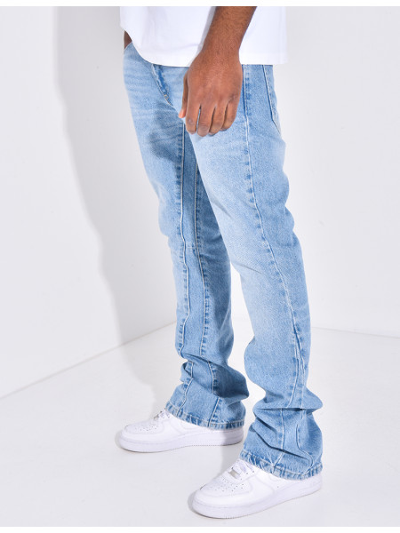 Jeans évasé à couture contrastante
