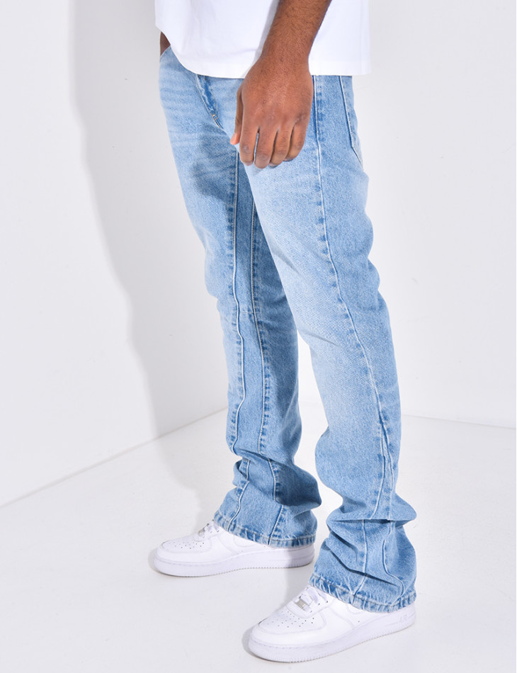 Jeans évasé à couture contrastante