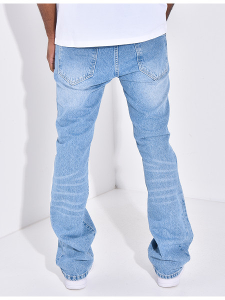 Jeans évasé à couture contrastante