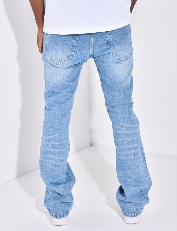 Jeans évasé à couture contrastante