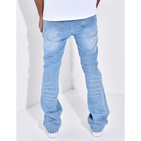 Jeans évasé à couture contrastante