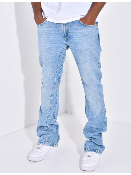 Jeans évasé à couture contrastante