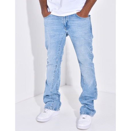 Jeans évasé à couture contrastante