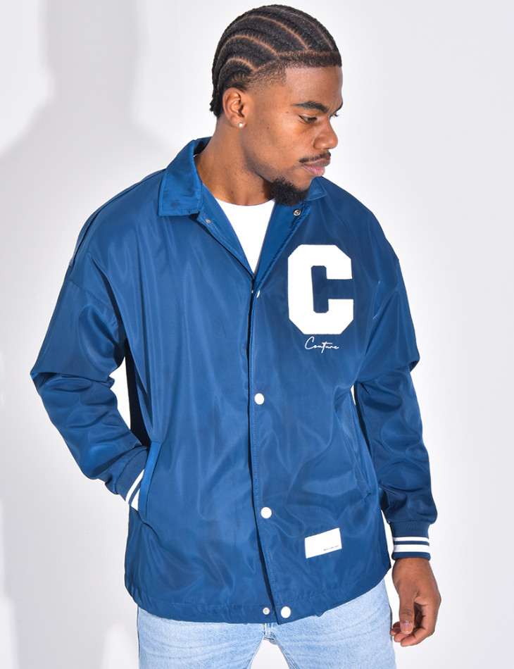 Thin jacket with letter C