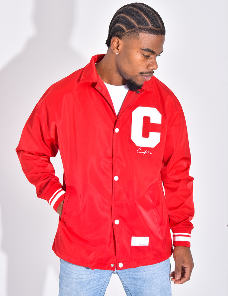 Thin jacket with letter C