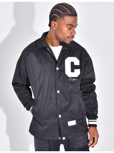 Thin jacket with letter C
