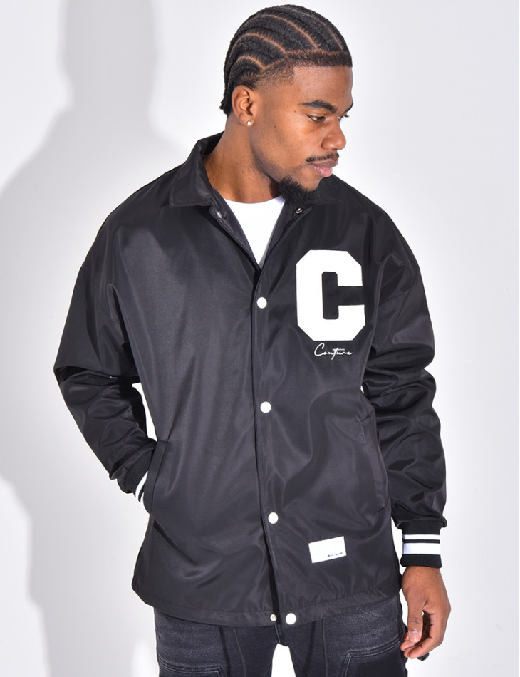 Thin jacket with letter C