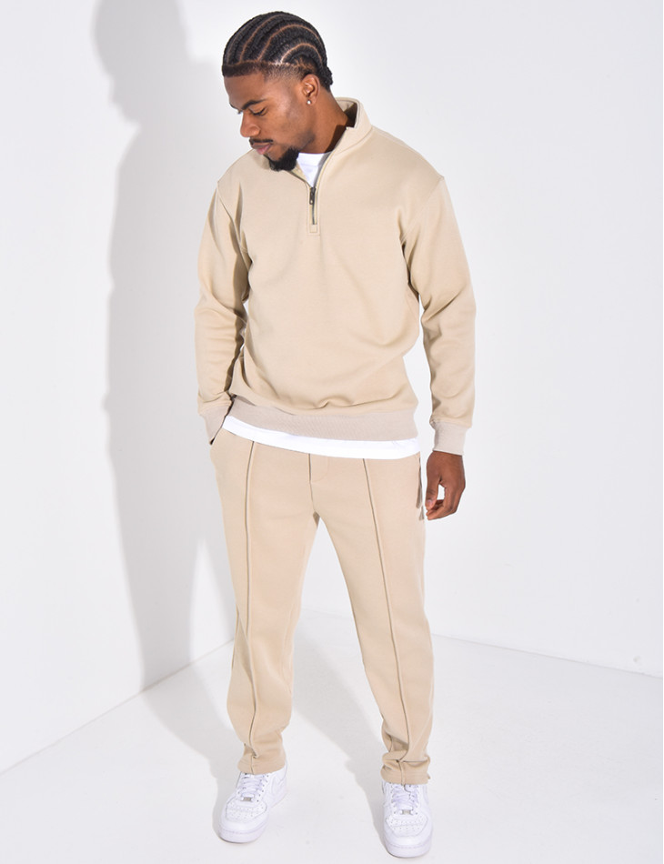 Ensemble pantalon et pull à col zippé