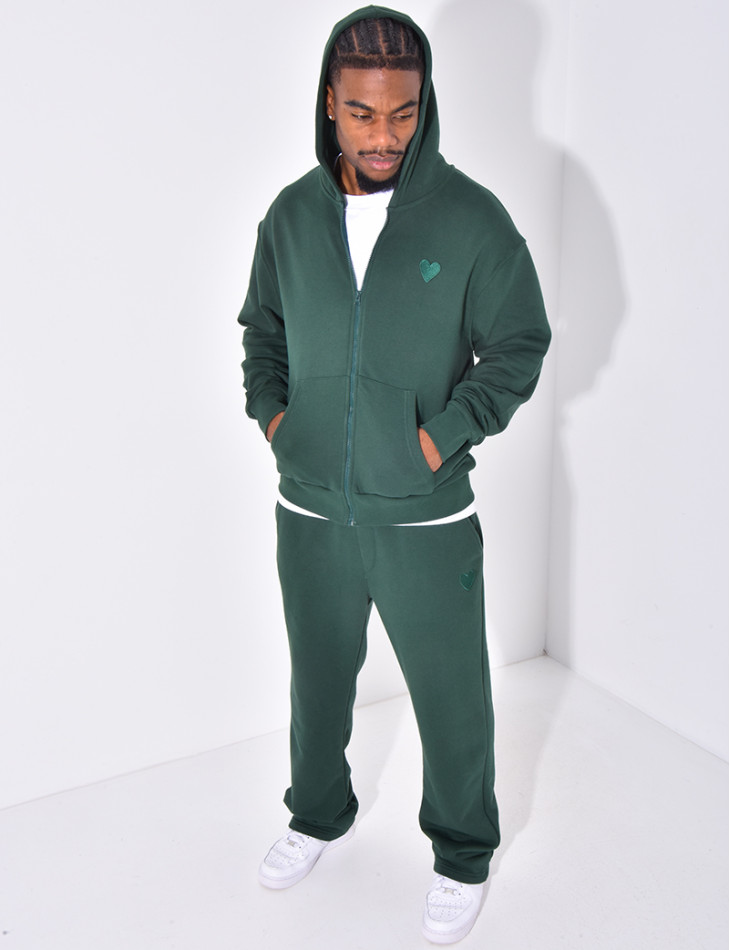 Ensemble pantalon et veste à capuche avec coeur