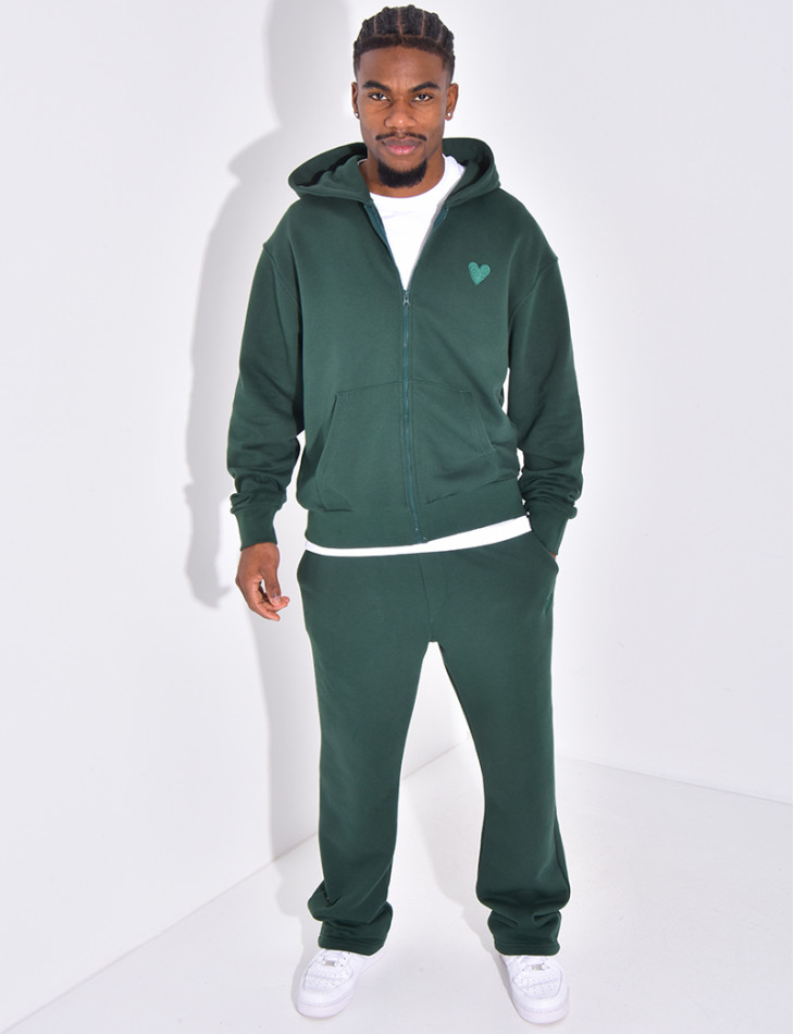 Ensemble pantalon et veste à capuche avec coeur