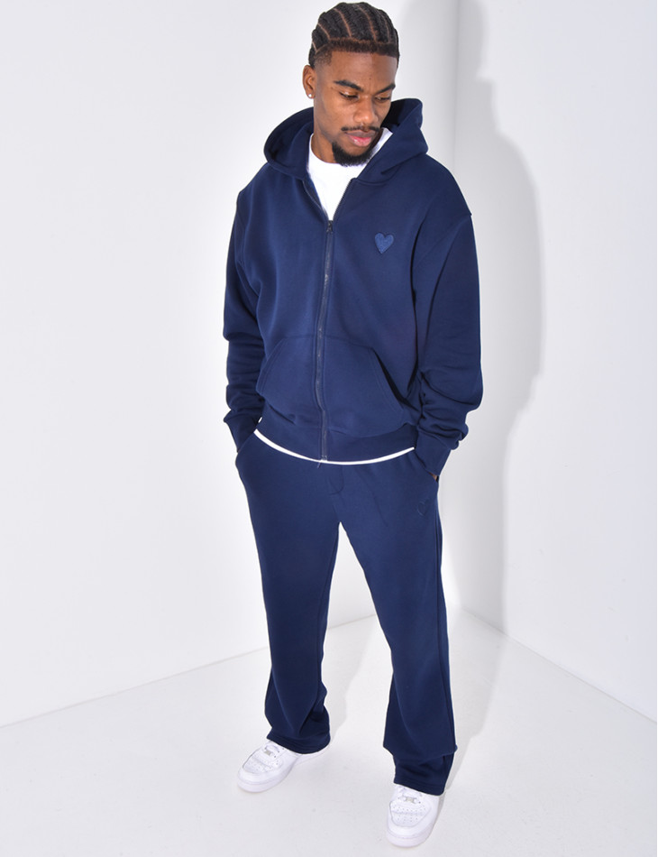 Ensemble pantalon et veste à capuche avec coeur