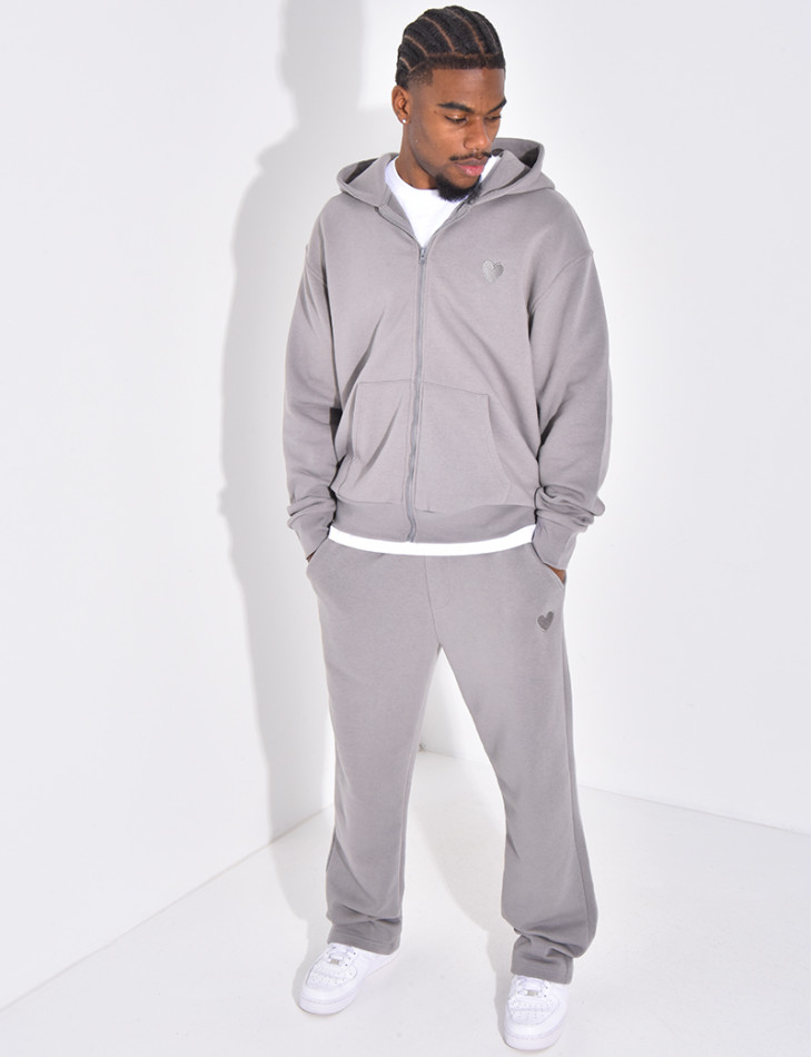 Ensemble pantalon et veste à capuche avec coeur