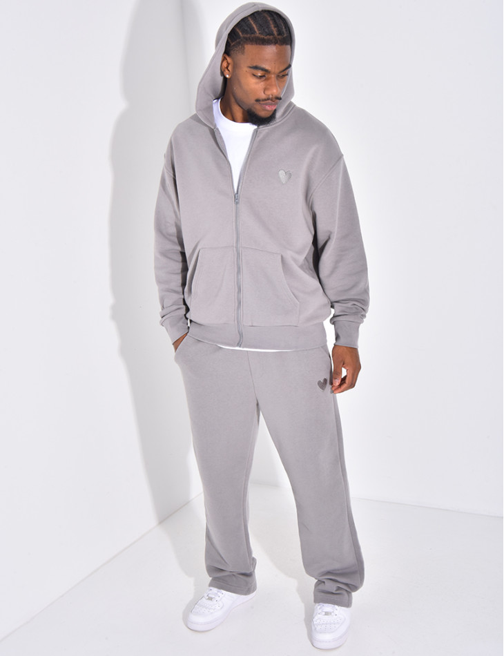 Ensemble pantalon et veste à capuche avec coeur