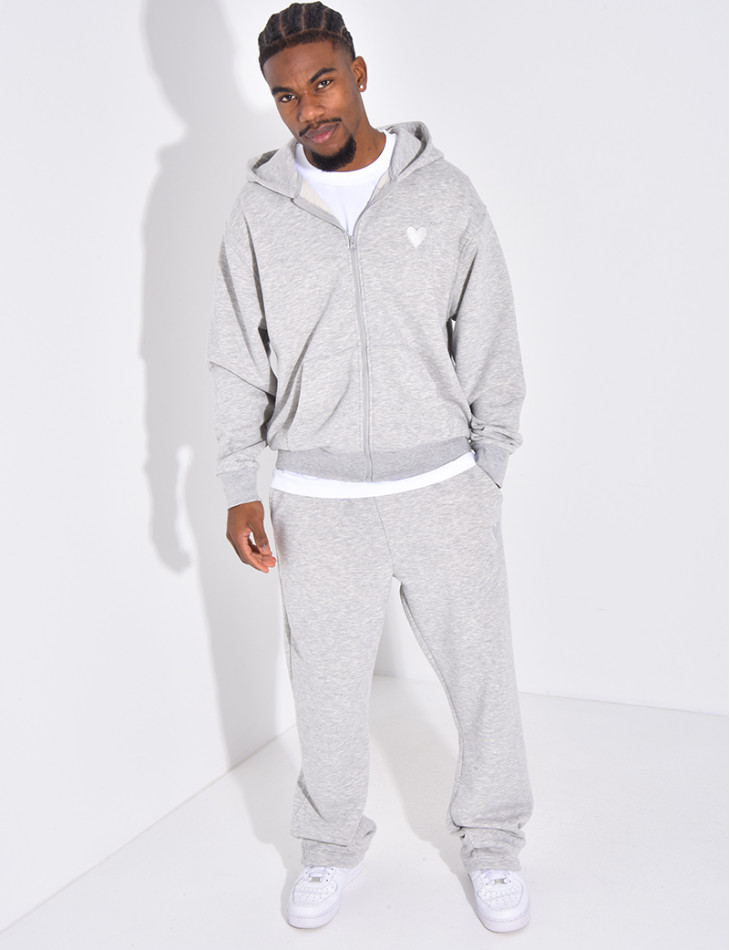 Ensemble pantalon et veste à capuche avec coeur