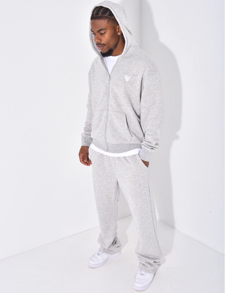 Ensemble pantalon et veste à capuche avec coeur