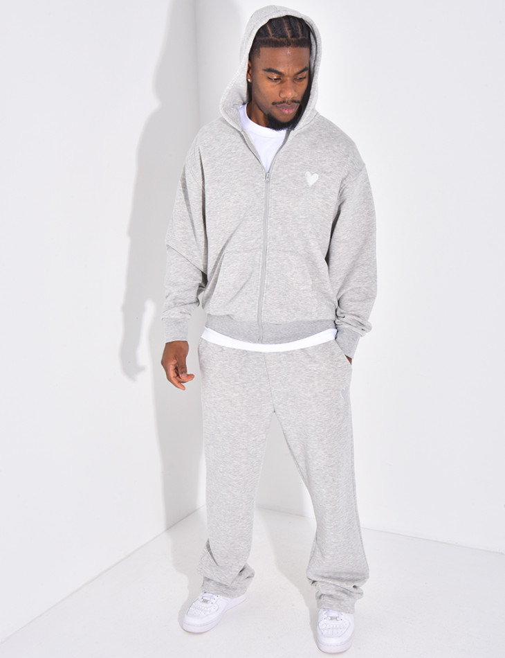 Ensemble pantalon et veste à capuche avec coeur