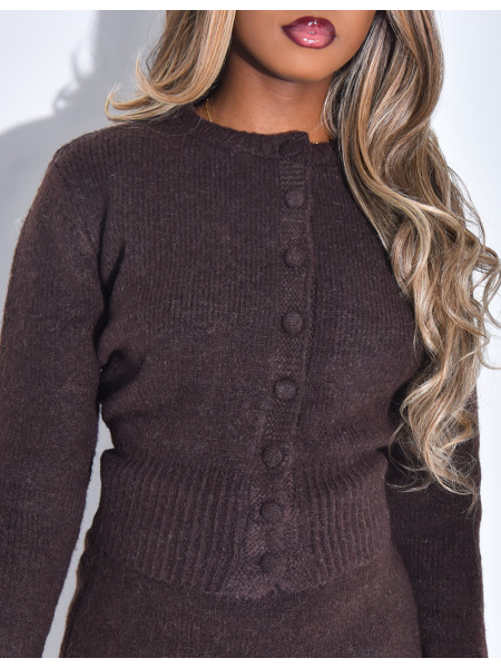 Ensemble en laine tout doux jupe courte et gilet bouffant