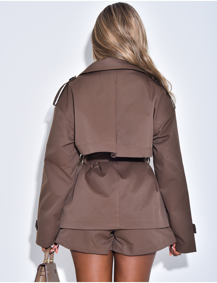 Ensemble short de tailleur et trench avec ceinture