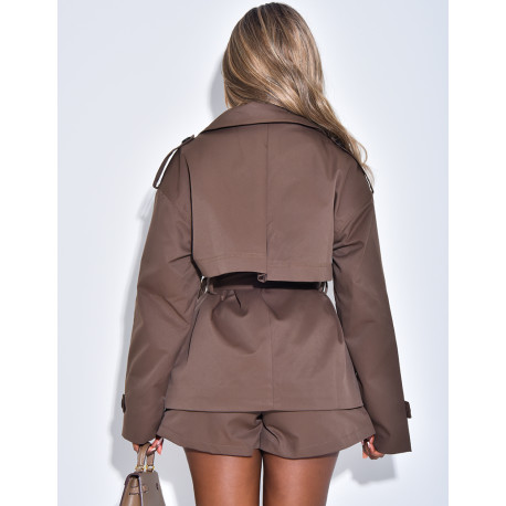 Ensemble short de tailleur et trench avec ceinture