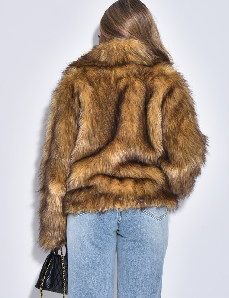 Veste en fausse fourrure à col blazer