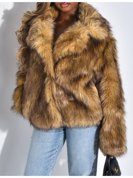Veste en fausse fourrure à col blazer