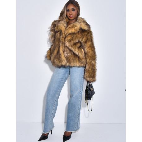 Veste en fausse fourrure à col blazer