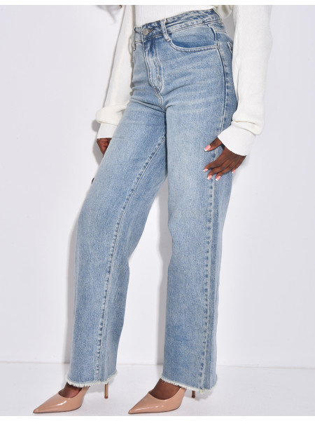 Jeans coupe droite à délavage vintage