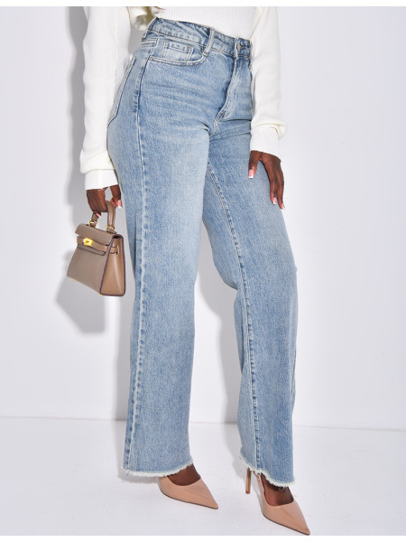 Jeans coupe droite à délavage vintage