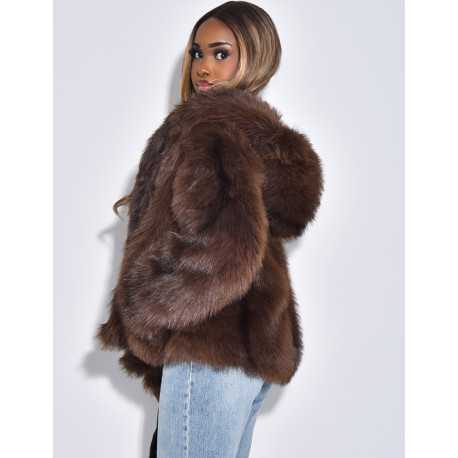 Veste en fausse fourure à capuche